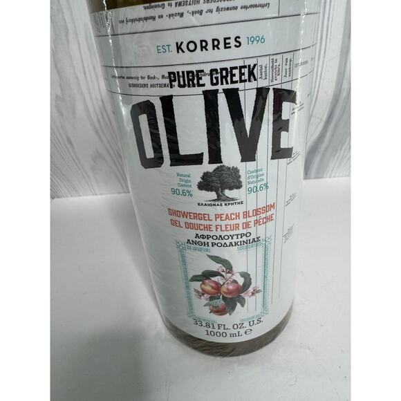 Korres Pure Greek Olive Showergel, 33.81 fl oz. 1000 ML, Sealed Peach Blossom - Picture 2 of 3